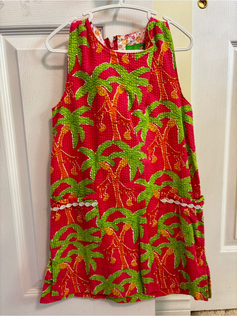 Lilly Pulitzer Girls Palm Tree Shift Dress - Hot Pink, Green, Orange